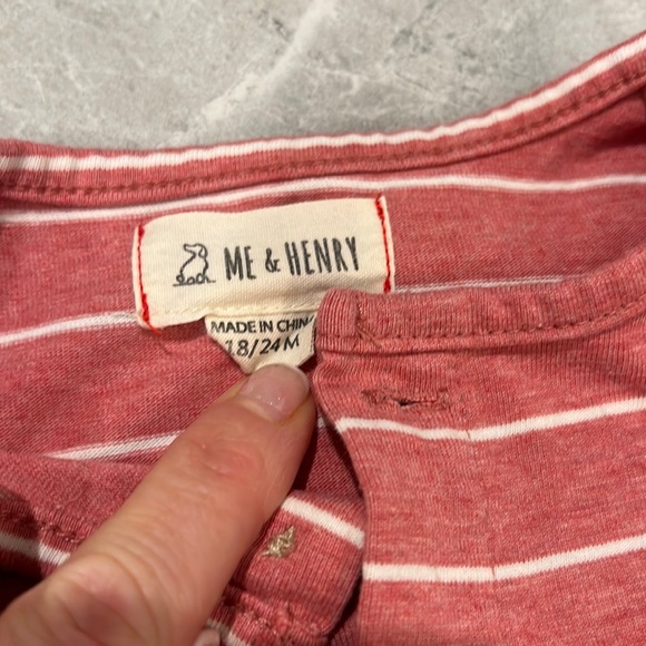Me & Henry striped red shorts tank romper with buttons for baby boy - 18-24 mo - Picture 2 of 2